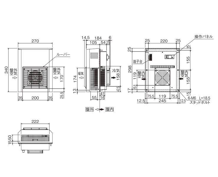 篠原電機 ファン付きギャラリー 屋外使用可 IP45 ステンレス製 クリーム GFS-90C - 2